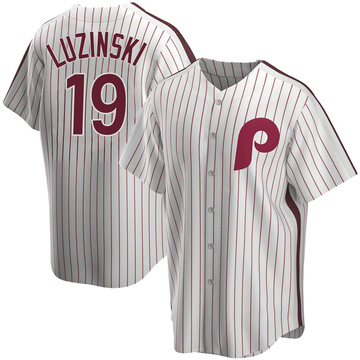 Greg Luzinski Signed Philadelphia Phillies White Pinstripe Majestic Replica  Baseball Jersey