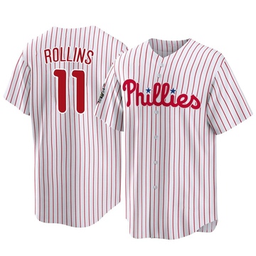 Men's JIMMY ROLLINS #11 Philadelphia Phillies Red Tribute Jersey Style  Tee-Shirt